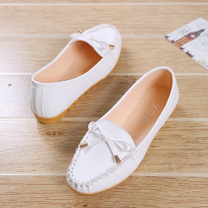 Leisure Round Toe Shallow Women Slip-On Flats Butterfly-knot Solid Loafer Shoes Casual Spring Autumm | Обувь