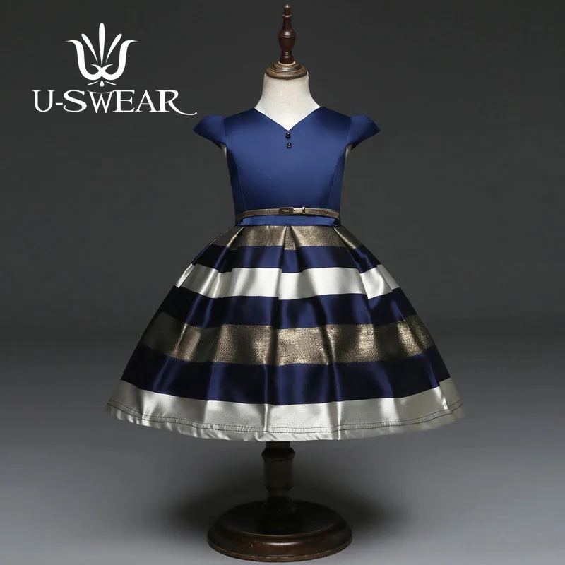 Детское платье с V-образным вырезом коротким рукавом и поясом | Свадьбы торжества