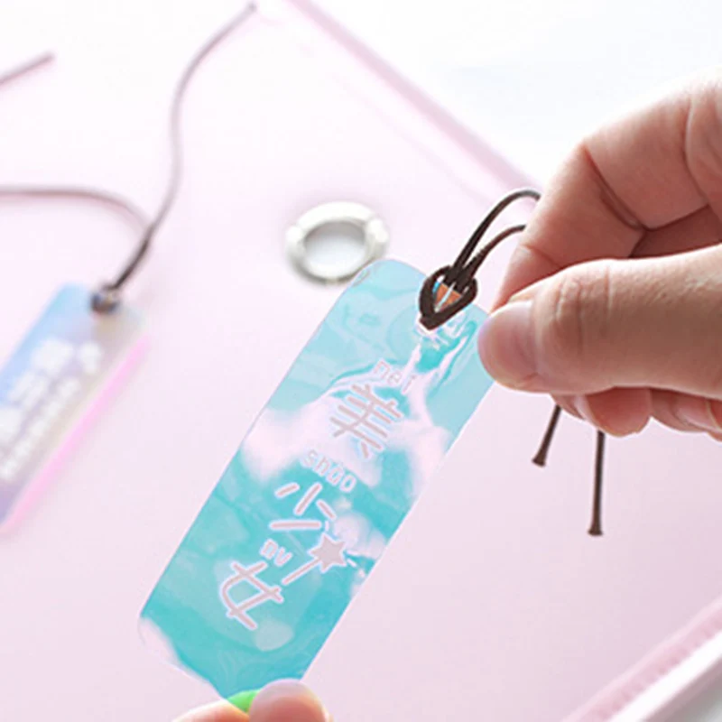 Лазерные блестящие закладки маленькая фея Kawaii прозрачный ПВХ Bookmarks для книг