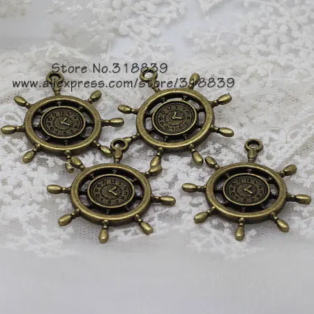 Античные латунные металлические морские часы из цинкового сплава штурвал