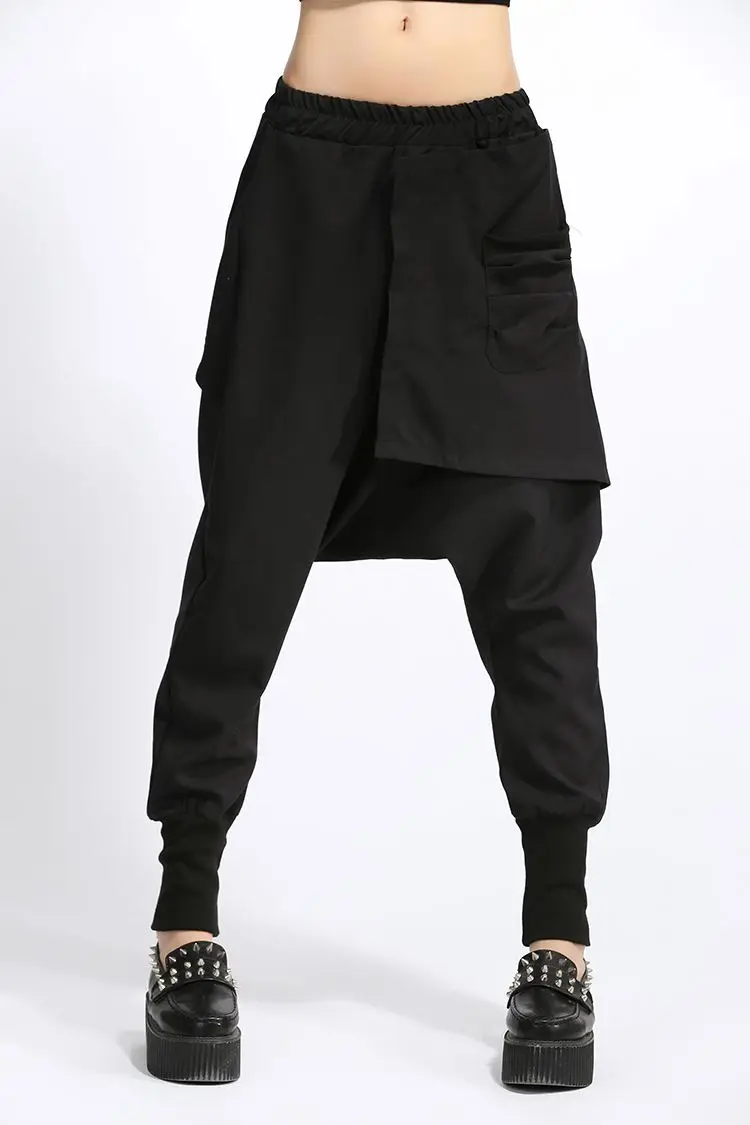Женские Мешковатые брюки в стиле хип-хоп Осенние лоскутные шаровары однотонные