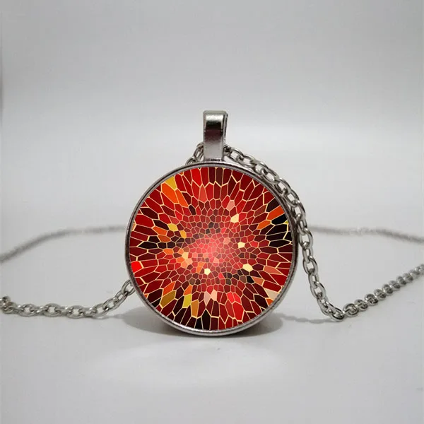 Wine red stained glass Glass Necklace men and women Jewelry Pendant DIY customized photos custom necklace | Украшения и