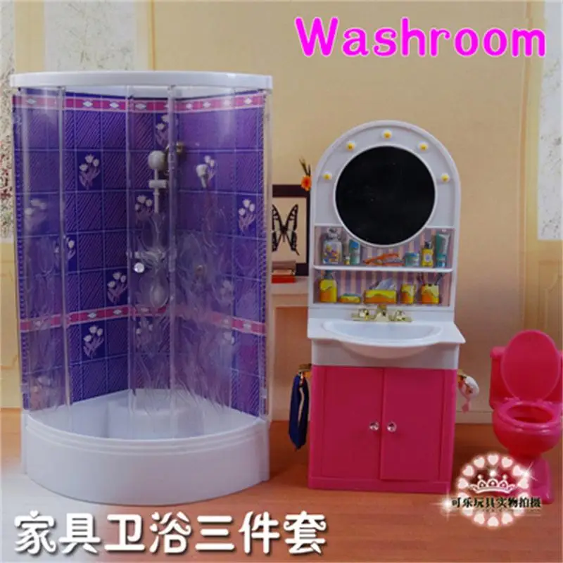 For Barbie Doll Furniture Accessories Plastic Toy Bathroom S