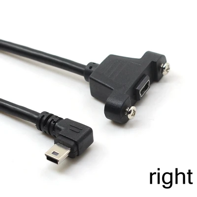 Right Mini-USB крепление на панели, тип Mini USB 5Pin штекер к женскому удлинительному адаптеру кабель угловой с винтами 30 см 50 см - Цвет: Right