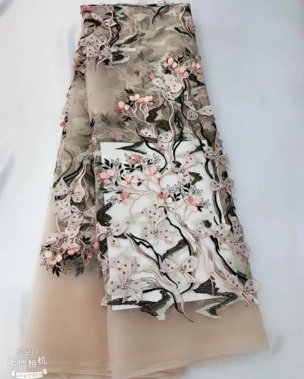 

Нигерийская Тюль кружевная ткань 3d цветок французская Сетка кружевная ткань с бисером и камнями вышивка сетчатая ткань для платья ML7250