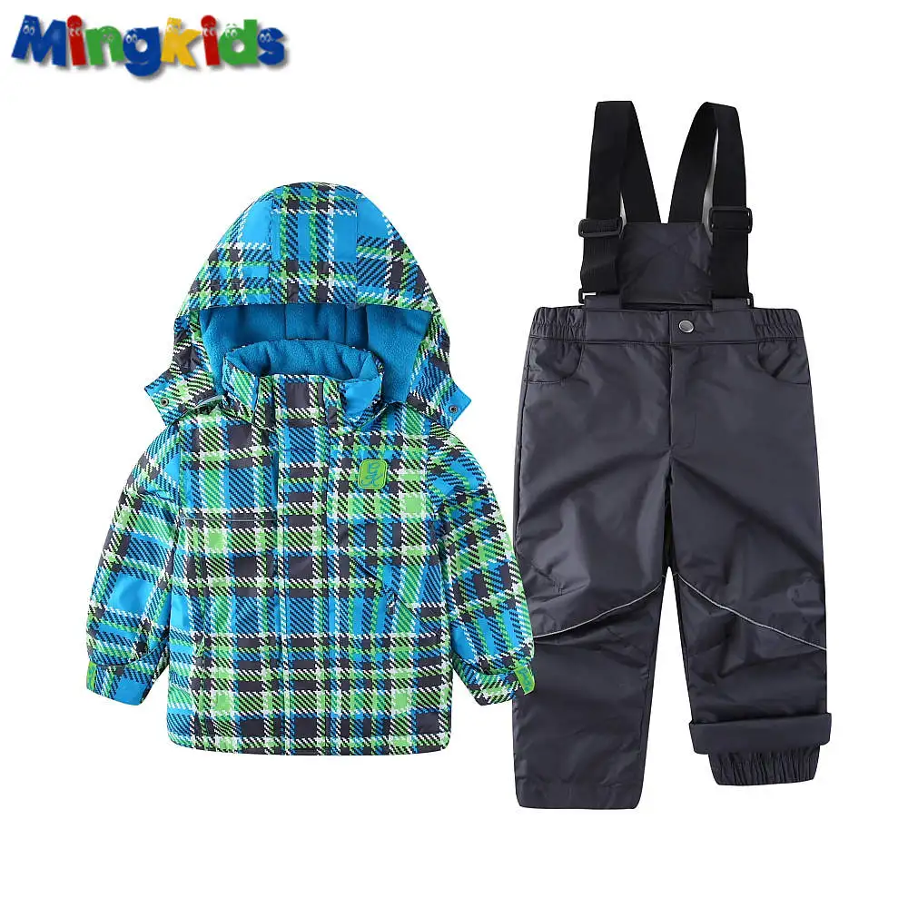 Mingkids осень весна демисезонный Дети Верхняя Одежда мальчик куртка комбинезон штаны Костюм Водонепроницаемый Ветрозащитный мальчик подкладка флис лыжные штаны теплый удобный фирменная одежда бренд - Цвет: Многоцветный