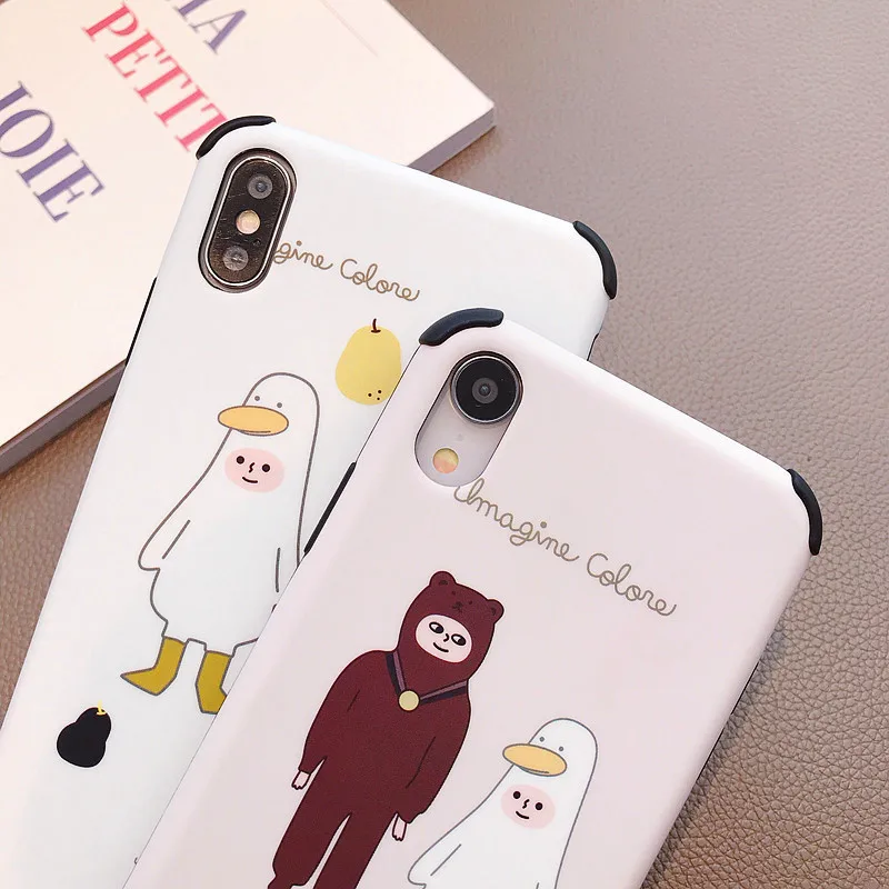 Funny Happy Duck Phone Case For iphone XS Max XR X 6 6s 7 8 plus Cases MAX Cover Cartoon Soft Copa |