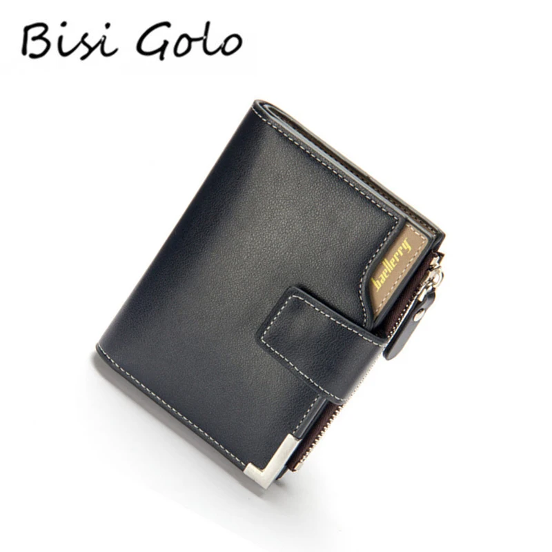 

BISI GORO 2021 Short Wallet for Men PU Leather Card Holder Male Purse Casual Slim Wallets Business Zipper Hasp Money Bag