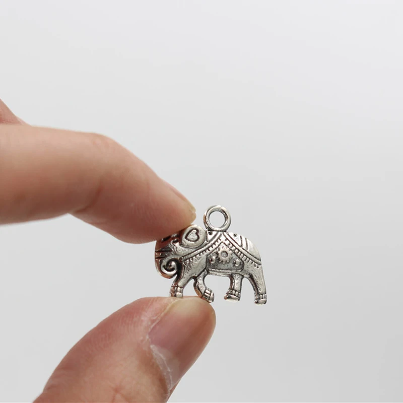 Подвеска Шарм Слон серебряного цвета 20 х15 мм 10 шт./лот|beads pendant|charm beadsfor jewelry making |