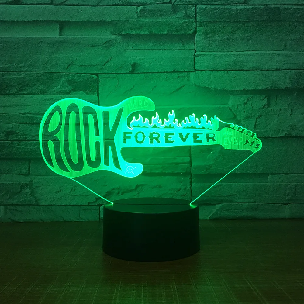 Светодиодная креативная Ночная лампа Rock Music Модель гитары 3D ночные светильники