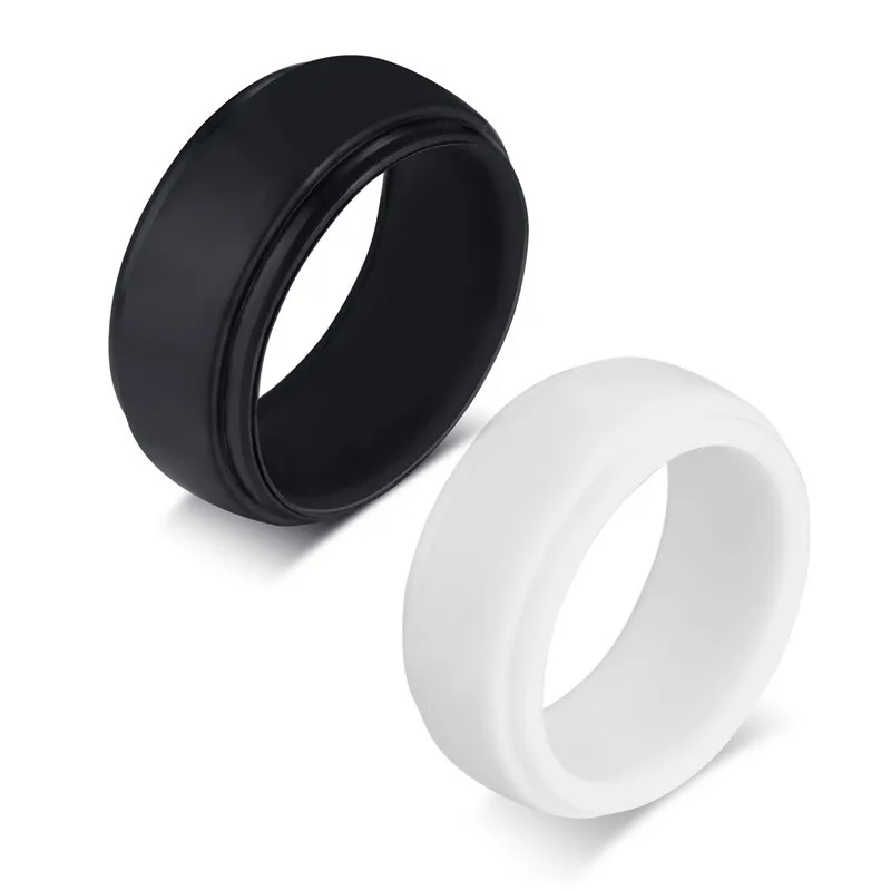 White and Black Спортивное Силиконовое обручальное кольцо для мужчин и женщин, доступная резинка anel alliance - Цвет основного камня: White and Black