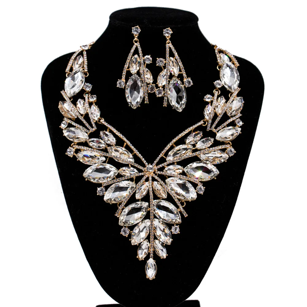 Женский свадебный комплект ювелирных изделий LAN PALACE ожерелье и серьги с