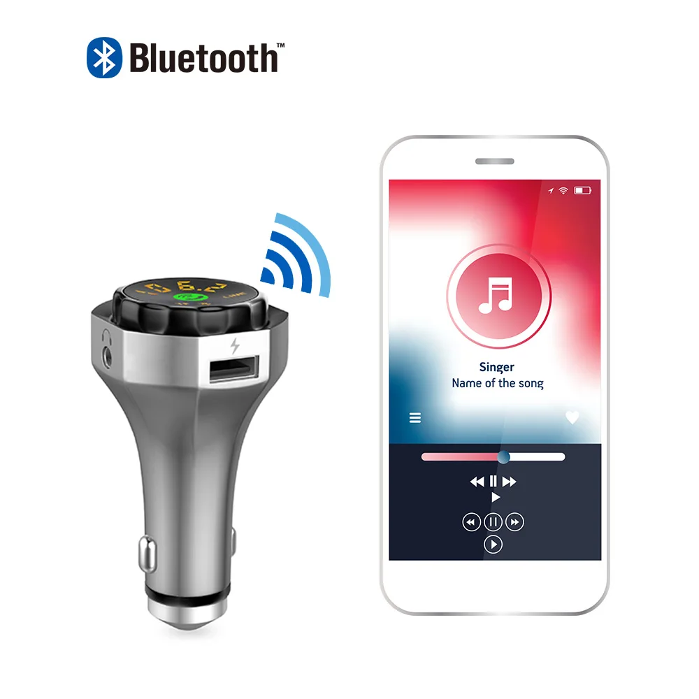 AOSHIKE Автомобильный Bluetooth Aux комплект с микрофоном Handsfree беспроводной FM передатчик MP3 плеер Авто USB зарядное устройство адаптер аварийный молоток