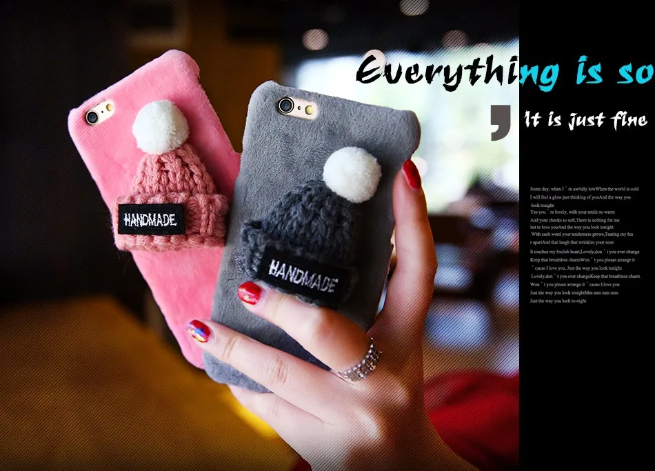KISSCASE прекрасный Мех Чехол для iPhone 5 5S SE 3D шляпа Жесткий Чехол для iPhone 7 8 6 6S плюс 7 Новогодние товары случае теплые зимние Интимные аксессуары чехол на айфон 6 5s 5 se 7 8 чехлы на айфон 6 6s 7 5s 5 se 8