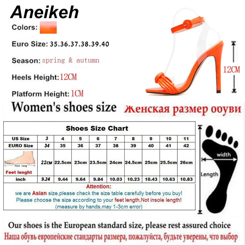 Aneikeh/Новинка года; Милые Искусственные женские сандалии; летние офисные модельные туфли на высоком тонком каблуке с круглым носком; туфли-лодочки с пряжкой и ремешком; цвет оранжевый; Размеры 35-40