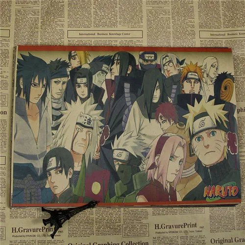Винтаж аниме мультфильм Узумаки постер Naruto бар Детская комната Домашний декор комиксы Наруто ретро крафт-бумага живопись Наклейка на стену - Цвет: Style 17