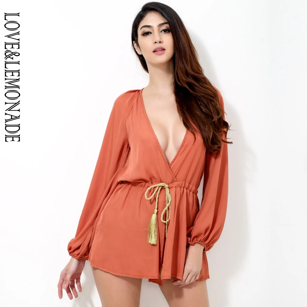 Свободные спортивные костюмы с v-образным вырезом и золотым поясом Love &amp Lemonade TB 8876
