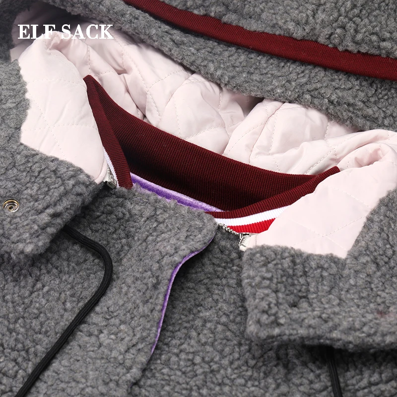ELFSACK зимнее Новое Стильное женское пальто Модные Лоскутные Повседневные широкие