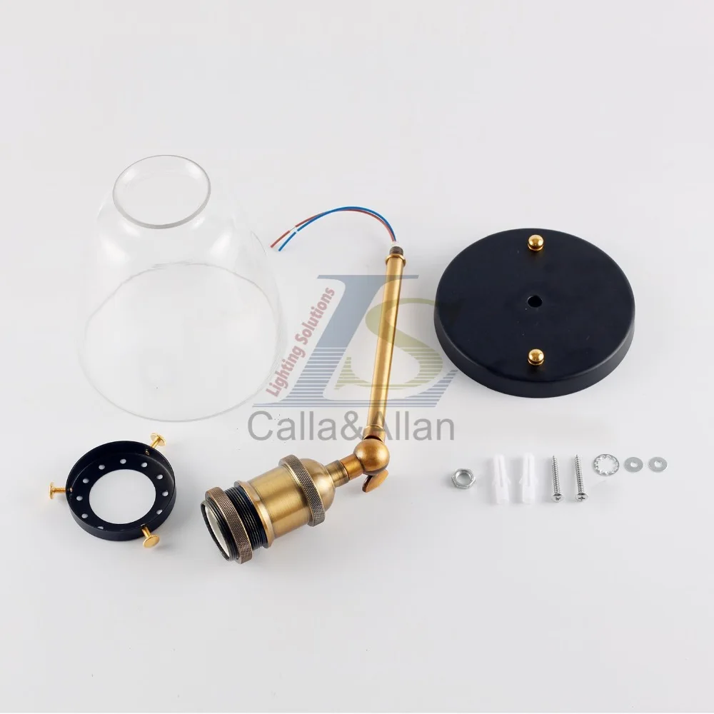 Промышленное винтажное модное настенное бра с прозрачным стеклянным абажуром 180