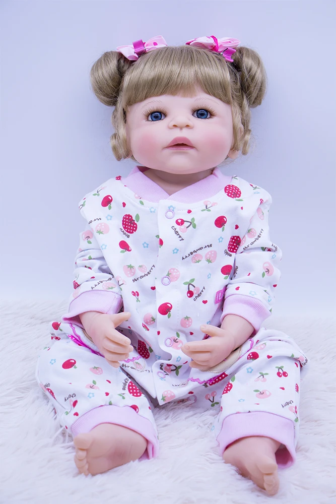 55 см куклы принцессы с голубыми глазами Bebe подарок Reborn Bonecas Brinquedos настоящее живое