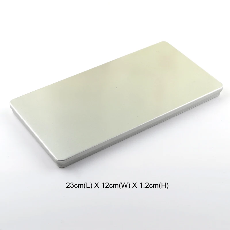 Серебряная металлическая прямоугольная коробка для хранения DIY пустой