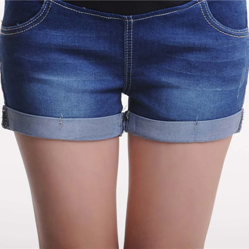 Летние шорты для беременных с завышенной талией джинсовые женщин хлопковая