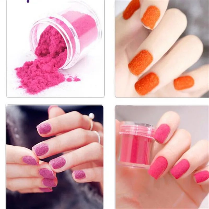 Нечеткие Флокирование Velvet порошок Черные белые красные блеск для ногтей Nail Art