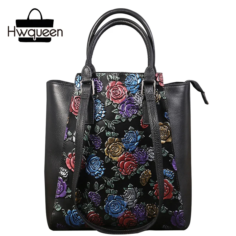 Винтажная дизайнерская женская сумка на одно плечо с цветными розами большая из