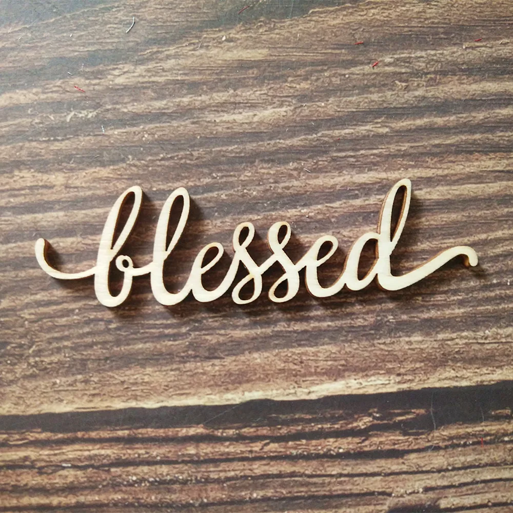 

10pcs Script Blessed Wood Sign Art Wooden Home Decor Script Blessed Hanging Living Room Wedding Party Wall Decoration