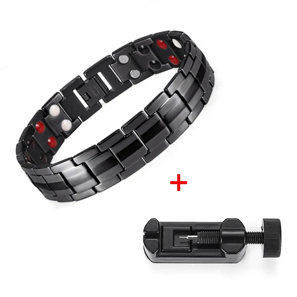 1537BK adjust Rainso модные украшения Исцеление ель Магнитная Титан био энергии браслет для мужчин приборы измерения артериального давления аксессуар - Окраска металла: 1537BK adjust
