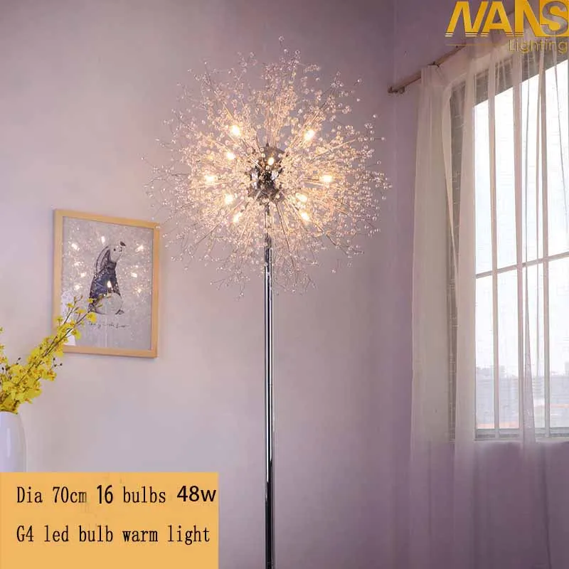 Dia 70cm 16pcs 48W NANS новые современные хрустальные напольные лампы простые теплые светодиодные напольные лампы для гостиной складные напольные лампы Lambader Stehlampe - Цвет абажура: Dia 70cm 16pcs 48W