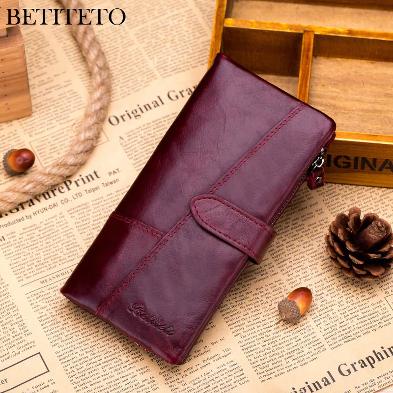 Бренд Betiteto Rfid Кошелек для монет из натуральной кожи женский кошелек Carteras удобный клатч Portomonee Partmone сумка для телефона Cuzdan - Цвет: Красный