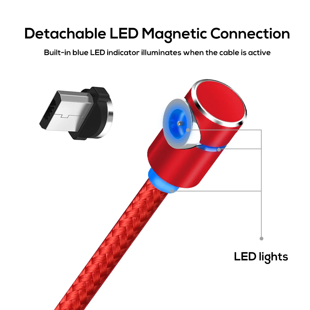Magnetic USB Charging Cable Micro Type C Lighting with LED Fast Charge For iPhone Android Sumsung Huawei Xiaomi Letv Oppo | Мобильные