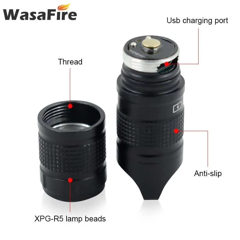 Брелок водонепроницаемый фонарь USB Перезаряжаемый супер мини фонарик