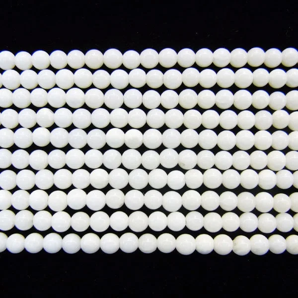 2mm Round Coral White Semi Precious Stone Beads 15 inches length 38 cm - | Украшения и аксессуары
