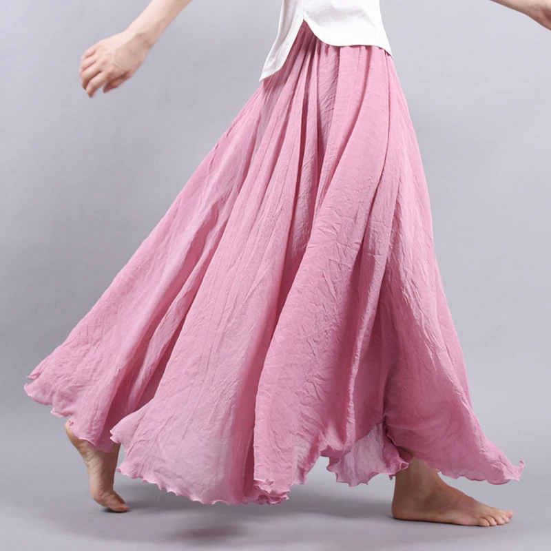 2017 Женская однотонная элегантная хлопковая льняная юбка с эластичной резинкой