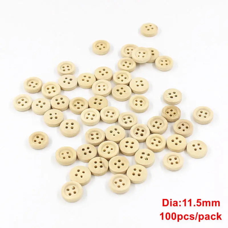 11.5mm 100pcs 30/100 шт./упак. цвет древесины с 4 отверстиями деревянные пуговицы декоративные шитье, скрапбукинг, аксессуары для ремесла Сделай Сам - Цвет: 11.5mm 100pcs