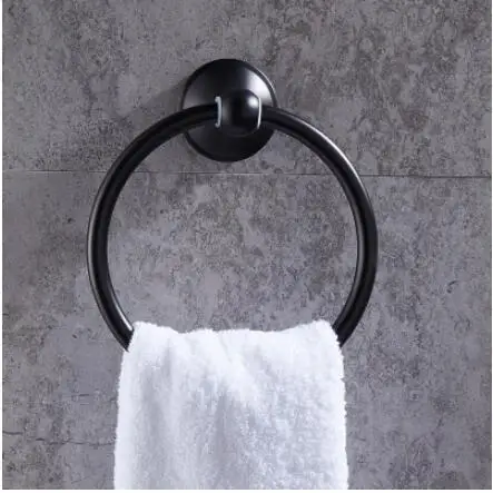 towel ring Черный набор аксессуаров для ванной комнаты, крючок для халата, держатель для бумаги, держатель для полотенец, держатель для туалетной щетки, держатель для полотенец, набор аксессуаров для ванной комнаты - Цвет: towel ring