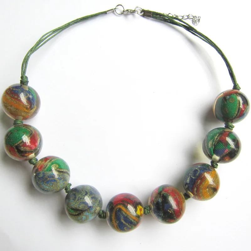 Европейский дизайн 24 мм круглая Смола племенной узор ткани обернутый женский