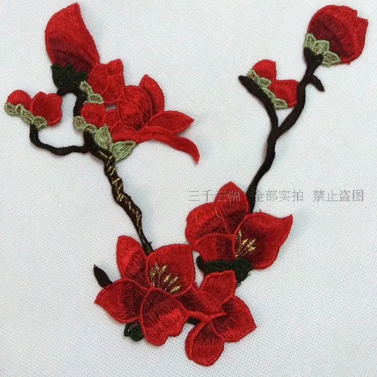 2 шт. вышивка персиковая слива цветок кружева патч ткань паста одежда платье