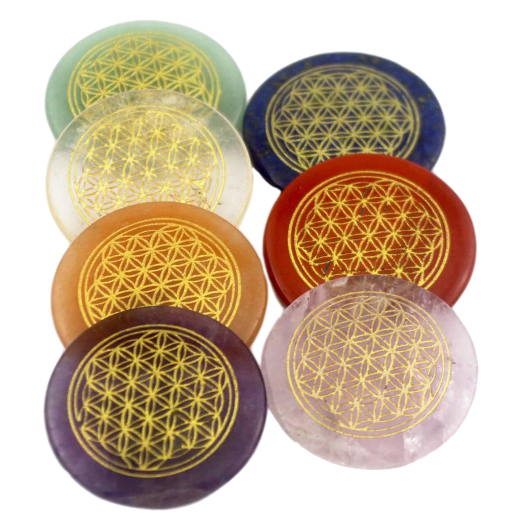 7 шт натуральный кристалл пальмовый камень набор полированный гравированный