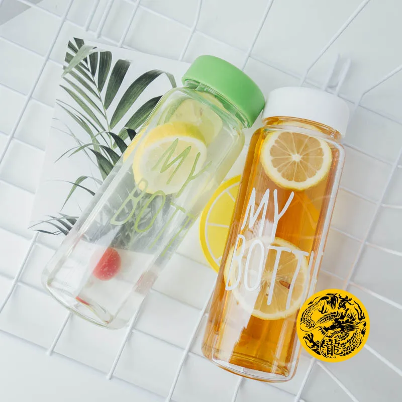Пластиковая бутылка My bottle 500 мл, бутылка для воды для питья, прозрачная или матовая, Спортивная, корейский стиль, термостойкая, герметичная