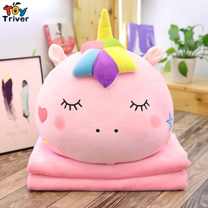 Портативное одеяло Kawaii с единорогом плюшевая игрушка кукла для маленькой