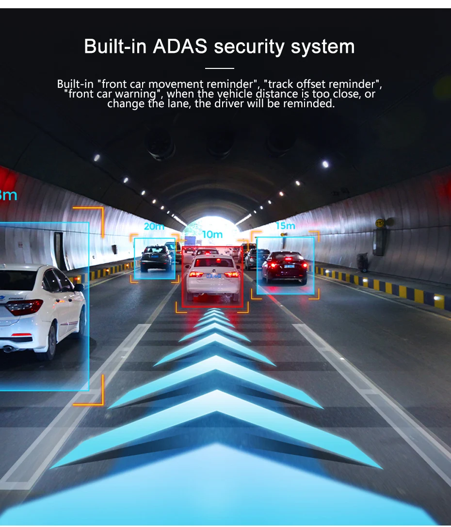 Автомобильный мини видеорегистратор Smart ADAS FHD 1080p с углом обзора 170 градусов для