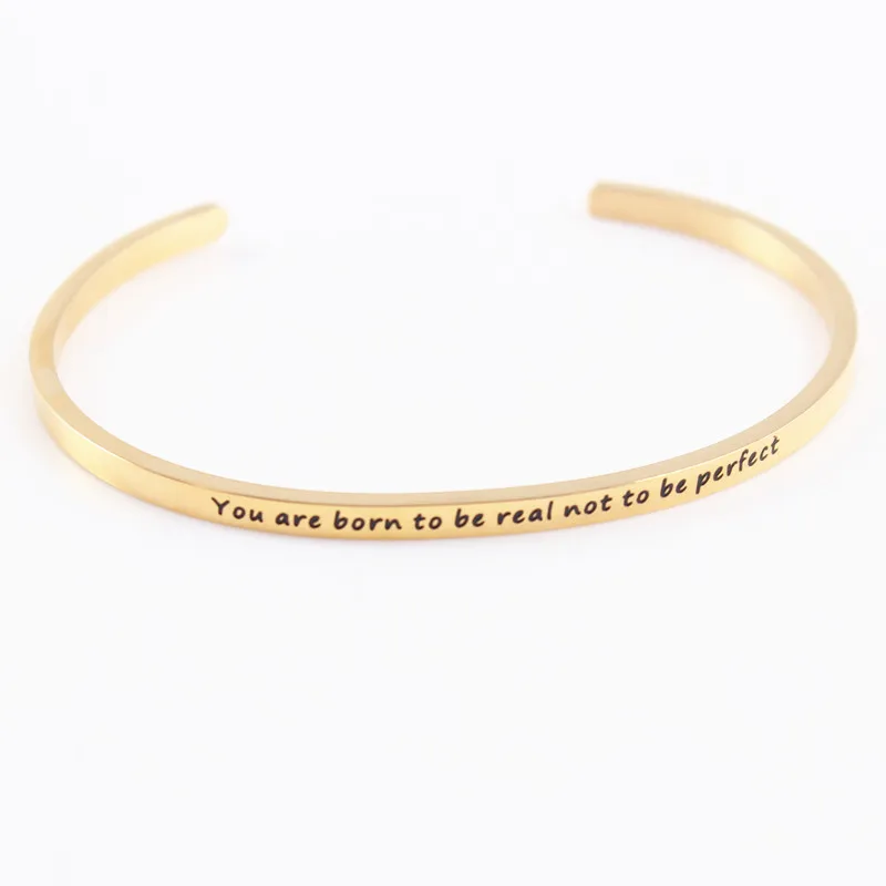 Personalized Custom Engrave Quotes Bangle Bar Cuff Bracelet Gold Color Bracelets For Women Bangles | Украшения и аксессуары