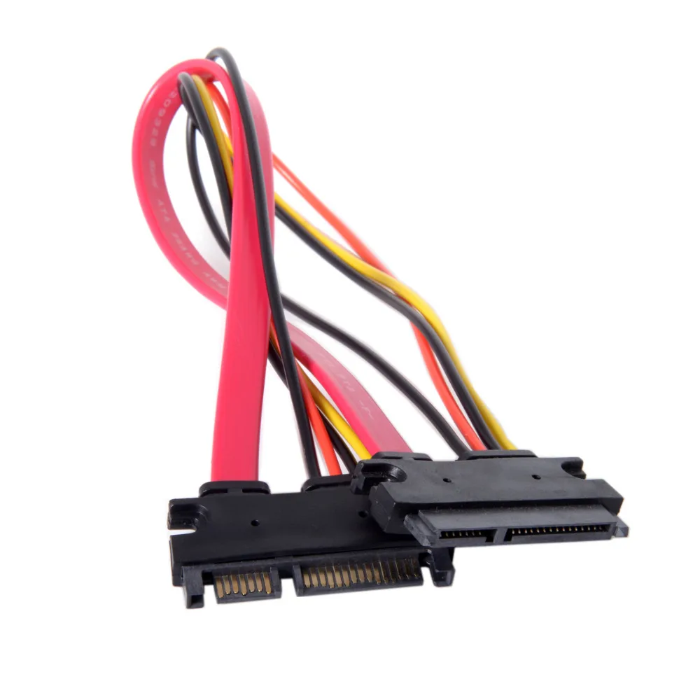 Кабель удлинитель для передачи данных CY SATA III 3 0 7 + 15 22 Pin папа мама 30 см красный