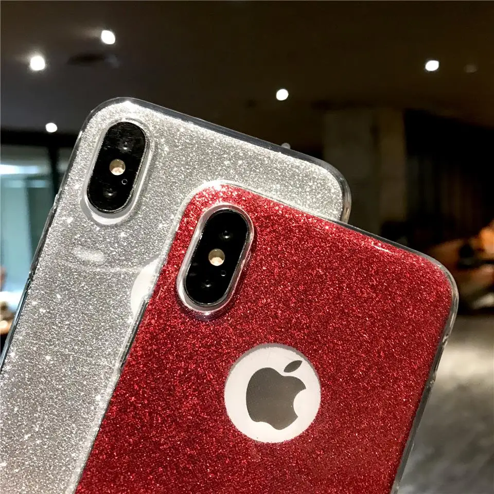 Блестящий силиконовый чехол 2 в 1 для iphone XS MAX XR X 6s 7 8 Plus TPU XiaoMi RedMi 6A 6 5 Pro 5A 4A 3S Note 3 4 4X |