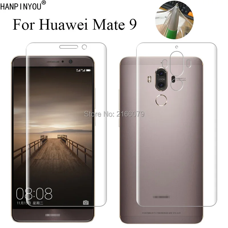 Фото Мягкая ТПУ Защитная пленка для Huawei Mate 9 Mate9 5,9 дюйма, передняя и задняя полная защита экрана, прозрачная защитная пленка + инструменты для очистки №1