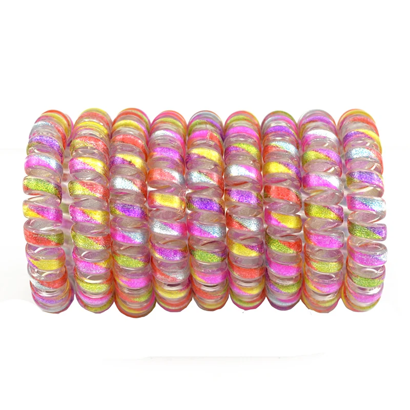 

4 Pcs/Lot Size 5 CM Colorful Telephone Wire Hair Bands Elastic Gum Scrunchy For Women Girls Tie Headband Accessory