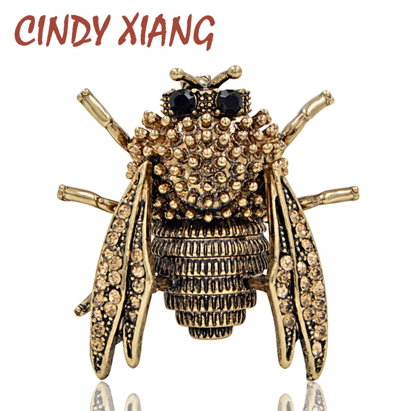 

CINDY XIANG Vintage Style Spring Bugs Brooches for Women Fashion cicada Beetle Brooch Pin 2 Colors Available New Arrival 2018